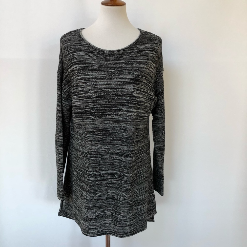 Ellen Tracy Marled Black Knit Tunic